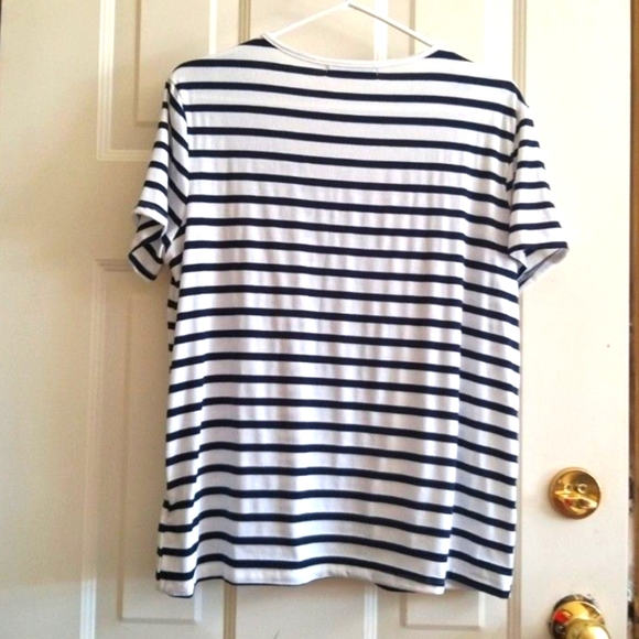 SOLD!!!⛵️ Suzy Shier Black & White Striped Marinière Shirt - Size L (Fits XL) - Picture 4 of 6